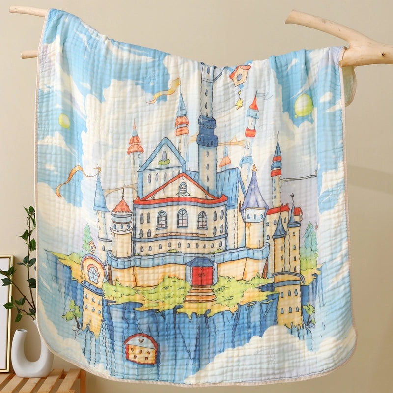 Double Layer Cotton Cartoon Baby Bath Towel Soft Gauze Blanket Multi-Use Air Conditioning Quilt|Baby Bath & Bedding