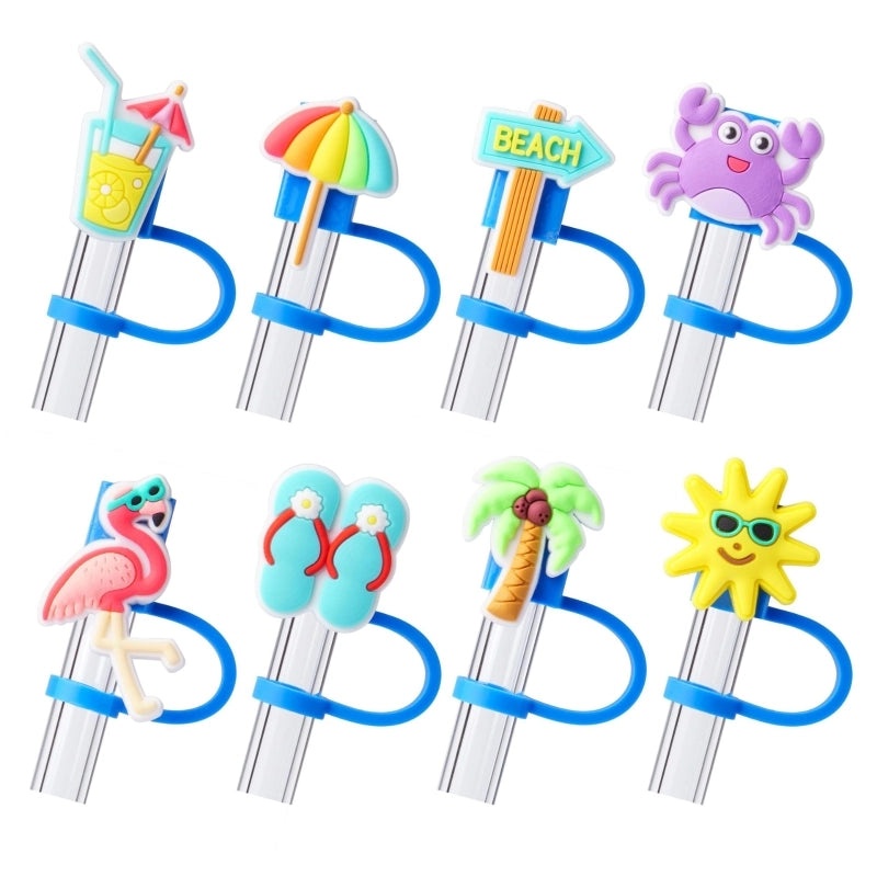 Crab-Shaped Cute Letter Slippers with Silica Gel Straw Decorative Cap 1 Set | Home & Living