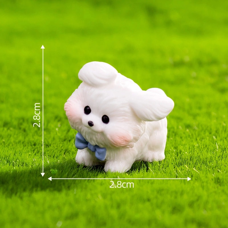 Miniature White Dog Figurine for Moss Micro Landscape | DIY Car & Desktop Decorative Accessories