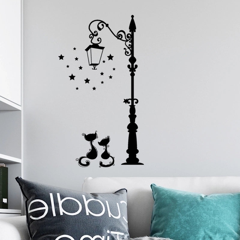Black Cat Silhouettes Glow Under Street Lights Removable PVC Wall Decals|Home Decor Wall Stickers