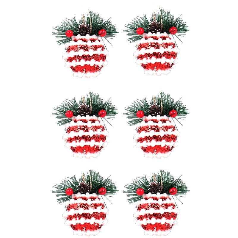 Christmas Plaid Cloth Balls 6cm & 8cm Black White Red Tree Hanging Decorative Ornaments|Christmas Decorations