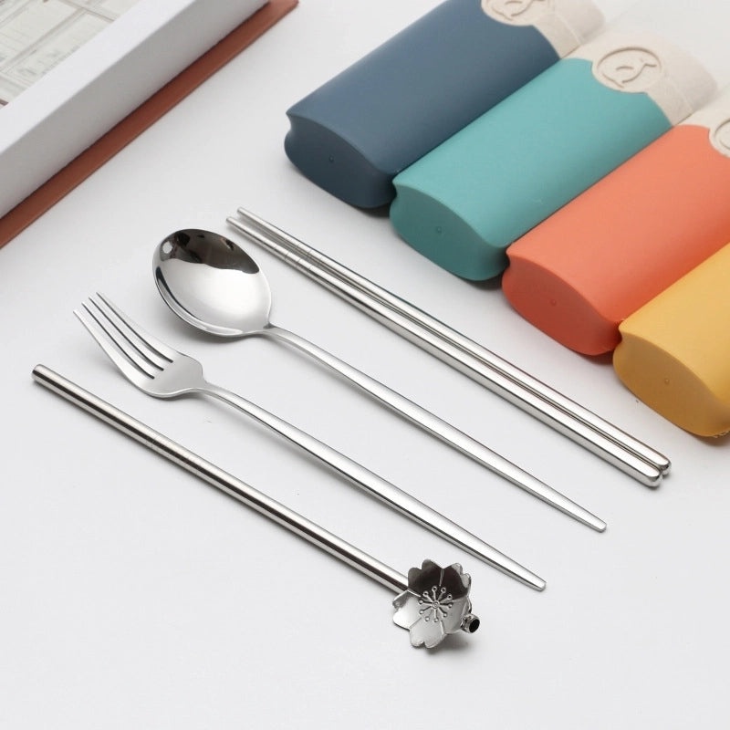 Retro Style Color Block Stainless Steel Fruit Spoon Knife Fork Set|Kitchen & Dining Cutlery Sets