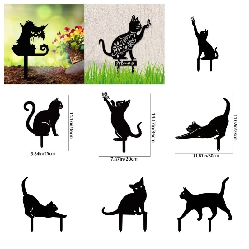 Metal Kitten Garden Stake Outdoor Yard Decoration Plug-in | Garden Ornaments