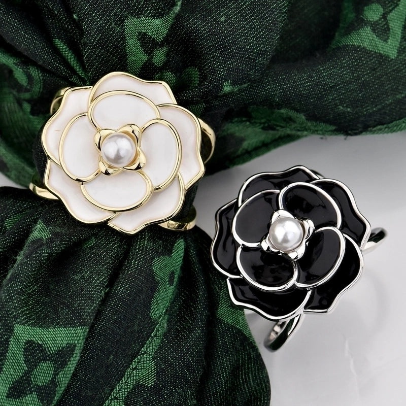 Korean Style Woolen Coat Clip with Rose and Large Bead Scarf Buckle | Accessories & Scarves