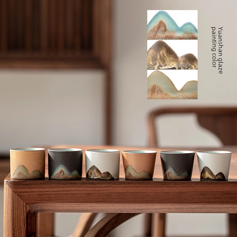 Yuanshan Ceramic Black Tea Cup Small Kung Fu Zen Personal Tea Cup Retro Master Cup with Tea Holder|Tea Cups & Accessories