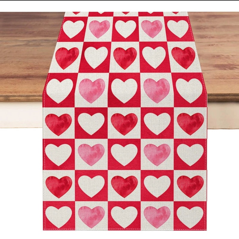 Valentine's Day Elegant Minimalist Heart Letter Polyester Tablecloth | Home Decor