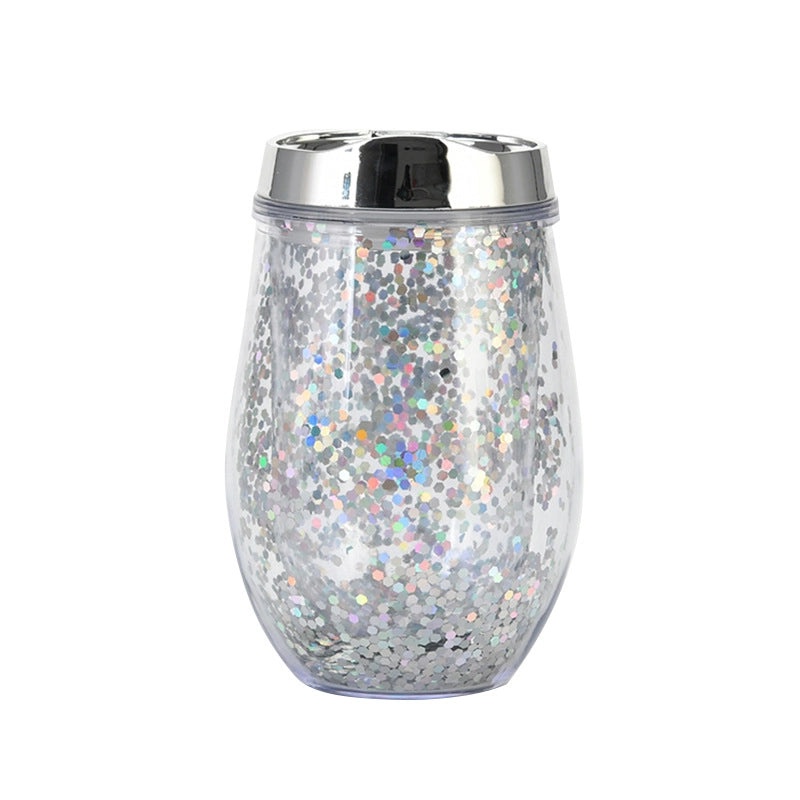 U-Shaped Eggshell Double Sequin Water Thermos Cup | Drinkware & Tumblers