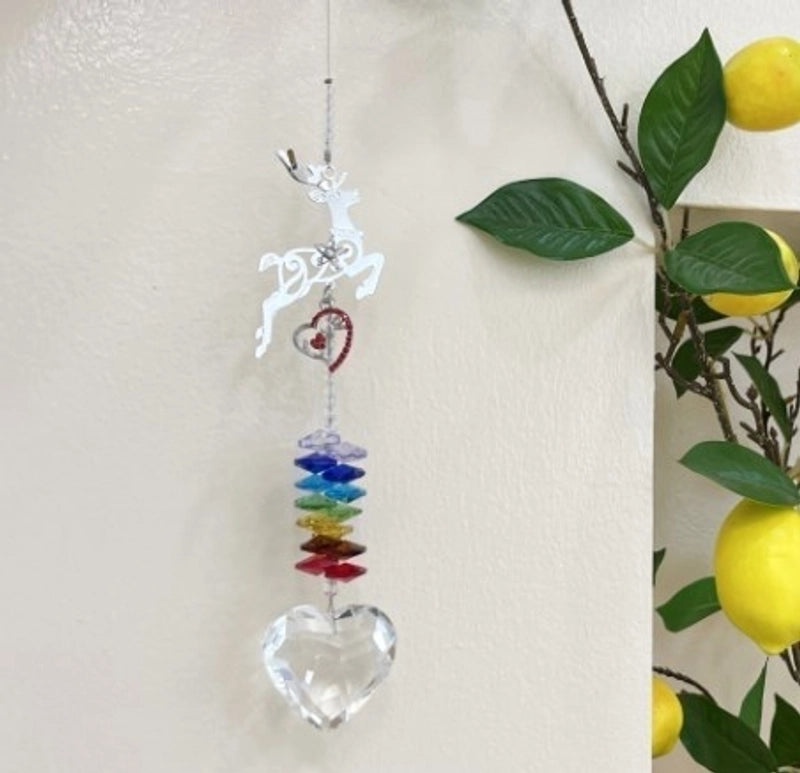 Vintage Christmas Reindeer Crystal Wind Chime Wall Hanging Decoration|Home Decor