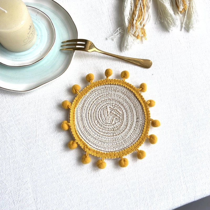 Stylish Solid Color Cotton Yarn Placemat Single Piece|Home & Kitchen Table Linens