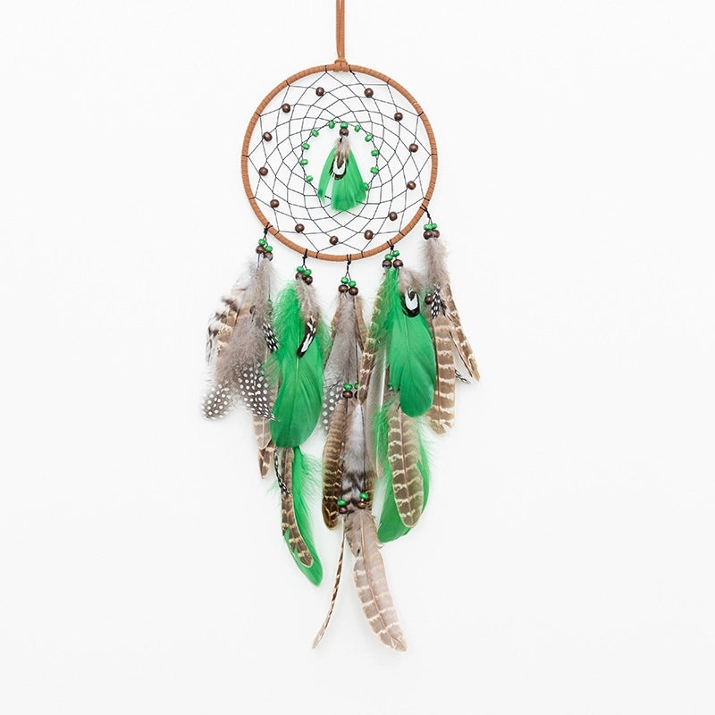 Star Moon Feather Leather Rope Wind Chime Wall Hanging Decorative Art|Home Decor Wall Art
