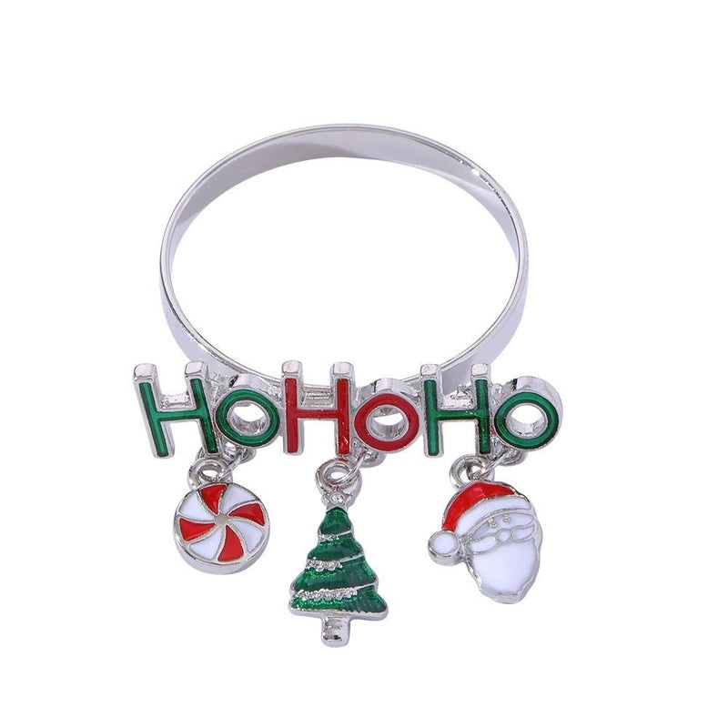 Elegant Cartoon Letter Alloy Napkin Ring for Christmas Casual Pastoral Decor 1 Piece | Home Dining Table Accessories