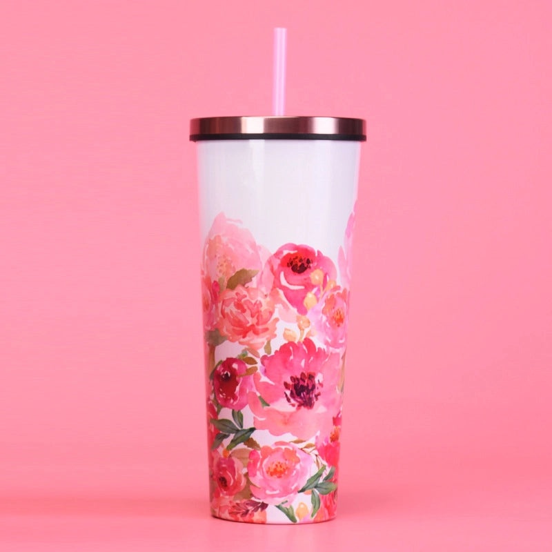 Floral Print Large Capacity Straw Cup 2022 New Fashion | Drinkware & Tumblers