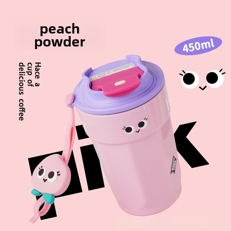 Cartoon Plastic Coffee Cup for Girls | High Color Value, Heat Resistant, Drop-proof, Portable, Custom Logo Printing | Drinkware