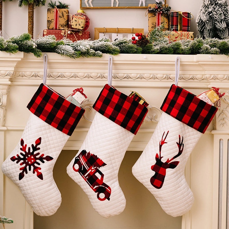 Christmas Cute Lattice Christmas Socks Polyester Hanging Ornaments for Holiday Party|Home Decor