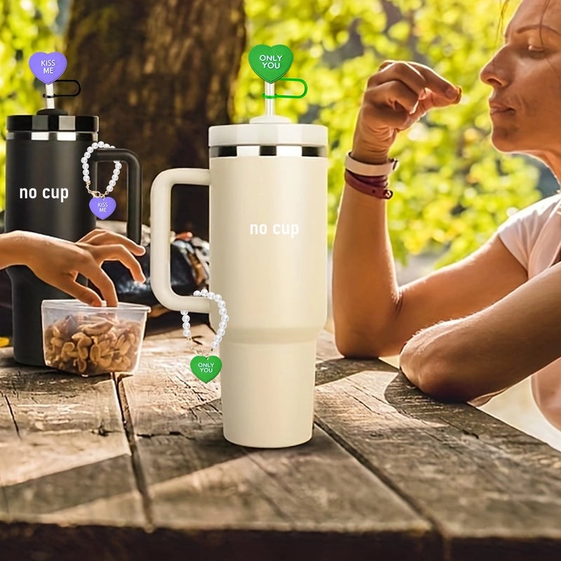 Red Heart Wing Silicone Straw Caps Cute Decorative Drink Accessories 2 or 3 Pieces Set|Drinkware Accessories