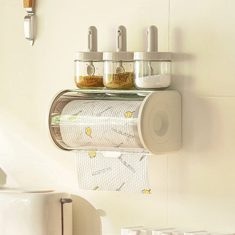 Dust-proof Transparent Kitchen Tissue Box Rack Wall-mounted Punch-free Storage Organizer|Kitchen Storage Organizer