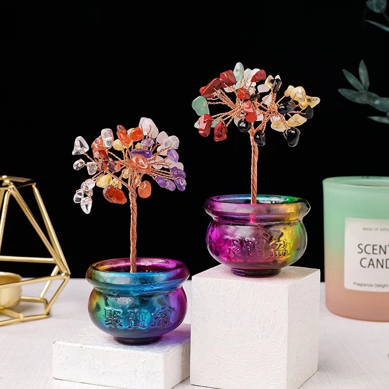 Elegant Alloy Money Tree with Crystal Ornaments Artificial Home Decor|Home Decor & Accessories