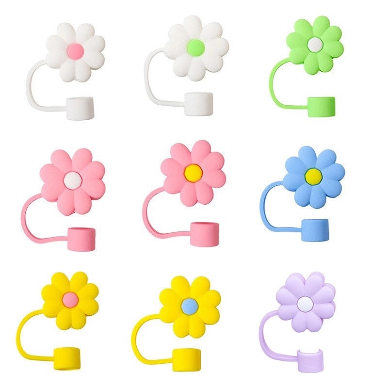 Floral PVC Straw Decorative Lid 1 Piece | Drink Accessories