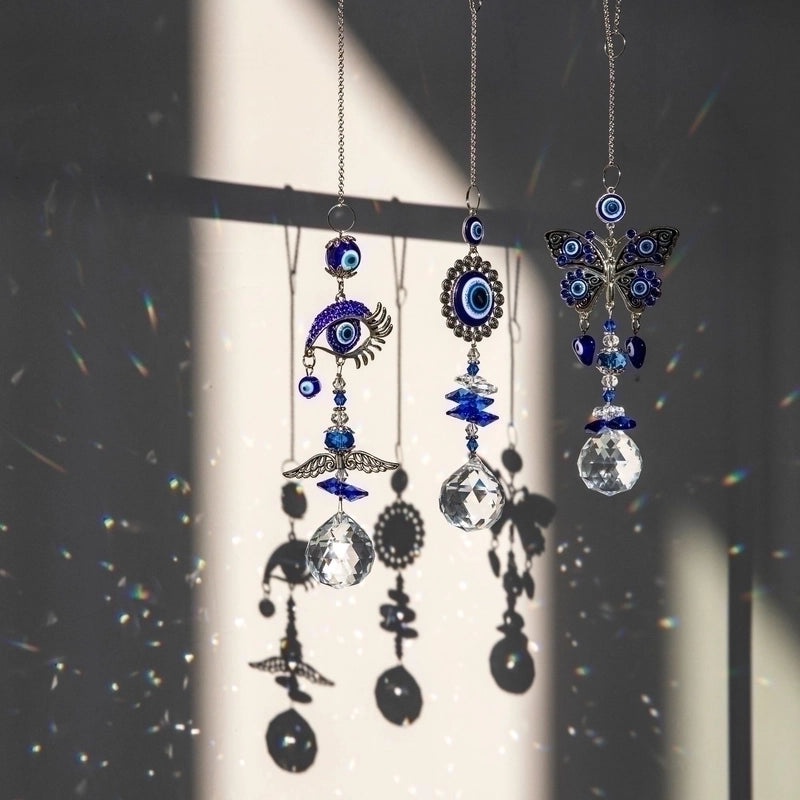 Elegant Demon Eye Crystal Sun Catcher Pendant|Home Decor & Lighting