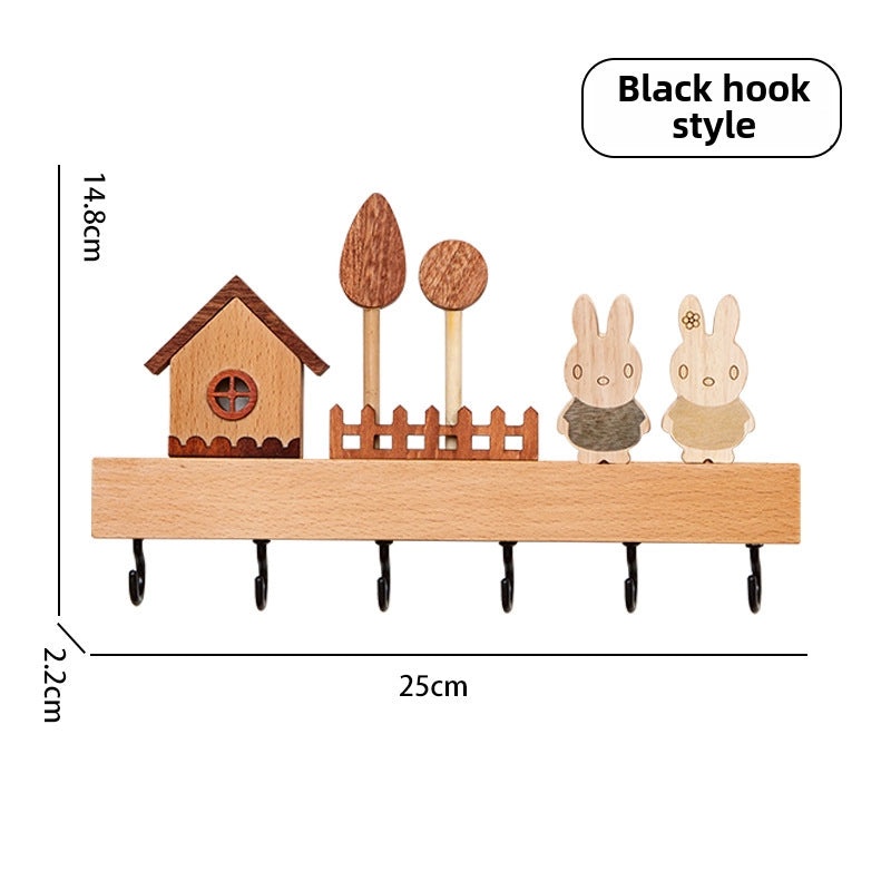 Nordic Solid Wood Wall-mounted Key Hook Punch-free Creative Storage Rack for Entrance|Home Organization