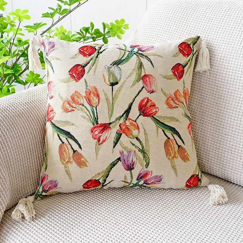 Minimalist Floral Canvas Throw Pillow Cover for Casual Home Decor | Home Textiles & Bedding