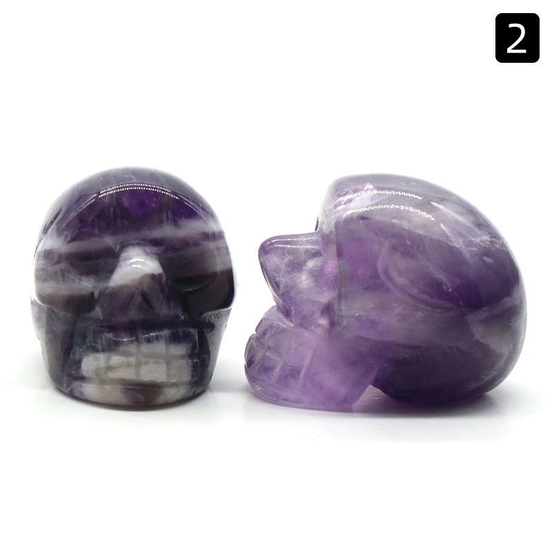 Halloween Vintage Skull Natural Crystal Agate Ornament | Home Decor & Seasonal Accessories