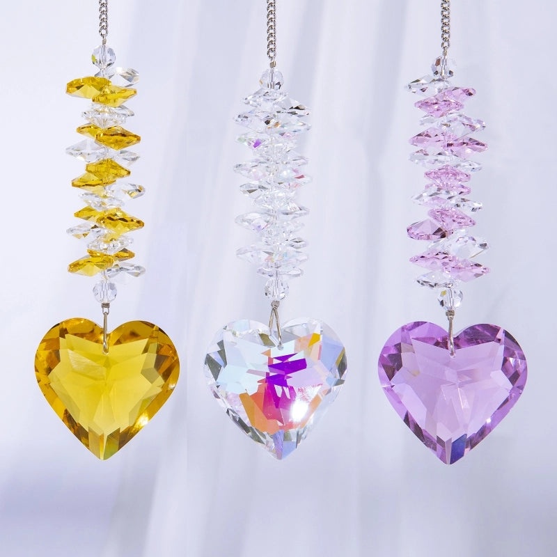 Crystal Heart Shaped Geometric Suncatcher Wind Chime for Wall Decor|Home Decor
