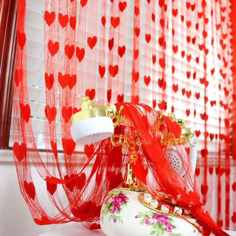 Small Heart Thread Curtain 1x2m Love Door Partition Decorative Porch Hanging|Home Decor Curtains