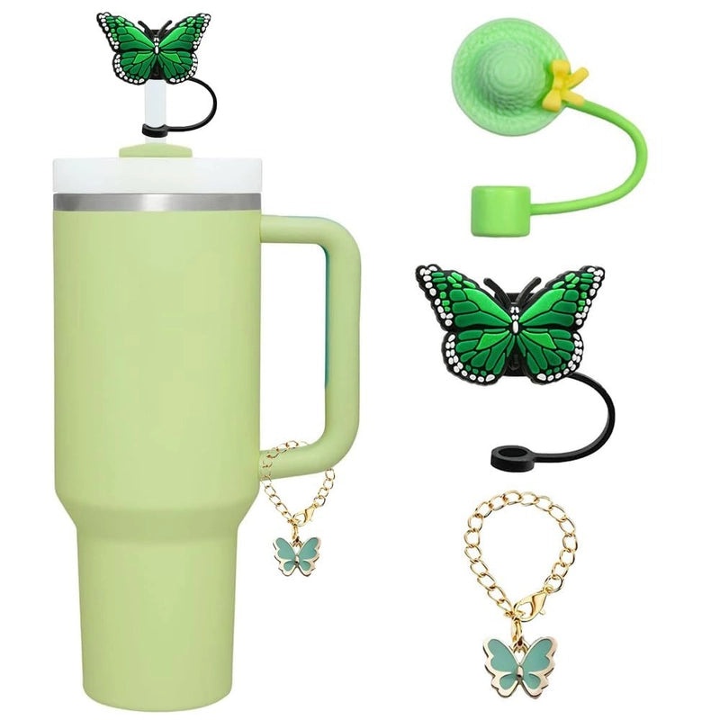 Adorable Butterfly Silicone Straw Cap Set | Drink Accessories