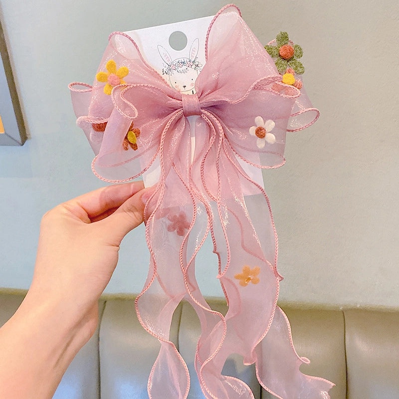 Kids Cute Long Bow Hair Clip Baby Princess Braided Hairpin Accessories|Children's Hair Accessories