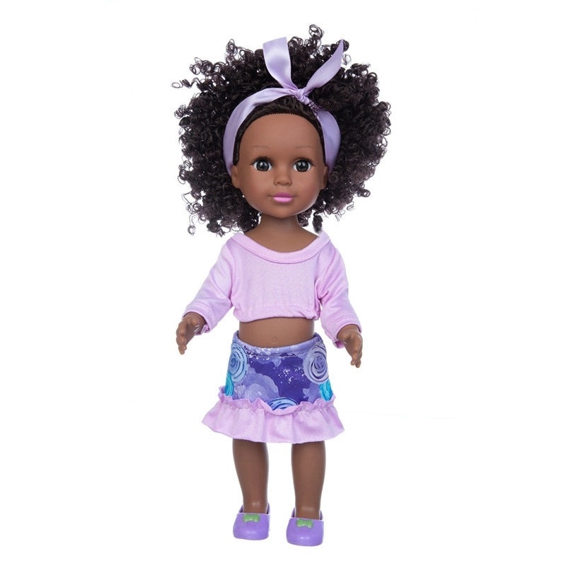 35cm Soft Rubber African Black Doll for Kids | Children's Toys