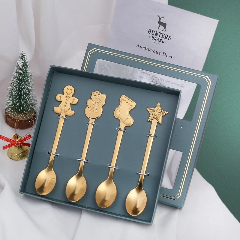 Festive Cartoon Stainless Steel Christmas Tableware Set for Kids | Kitchen & Dining