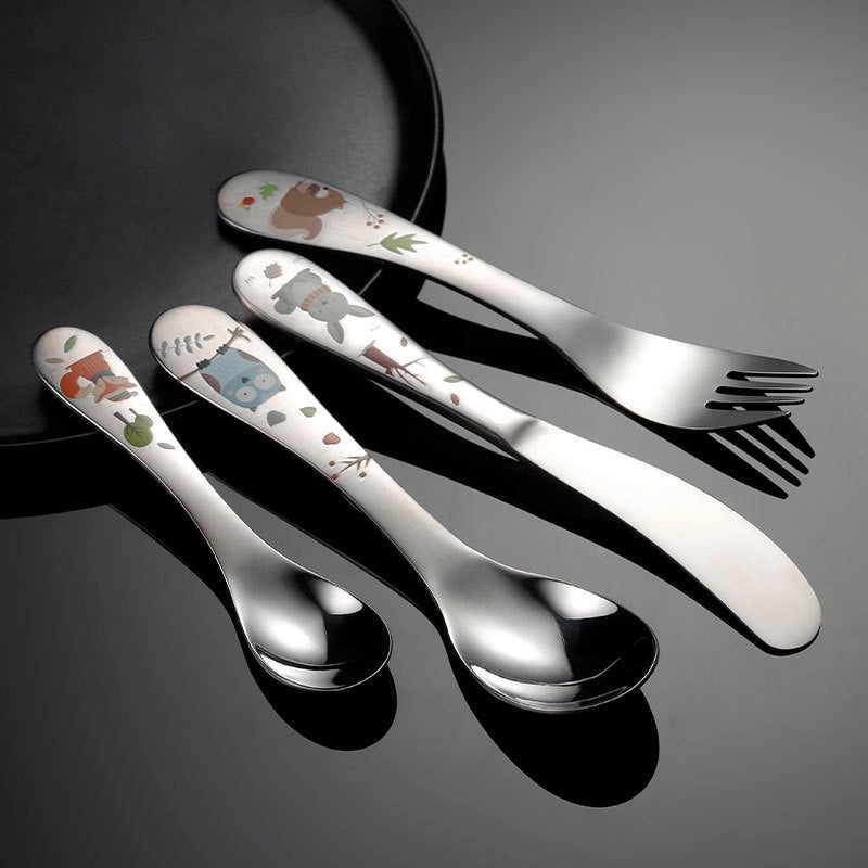 Ann Kids 304 Stainless Steel Animal Cartoon Cutlery Set, Knife Fork Spoon Birthday Gift|Children's Tableware