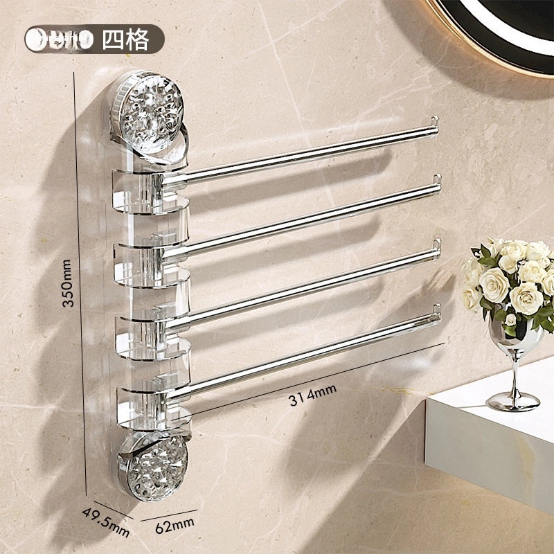 Rotating Wall-mounted Suction Cup Towel Rack Punch-free Bathroom Multi-bar Organizer|Bathroom Accessories