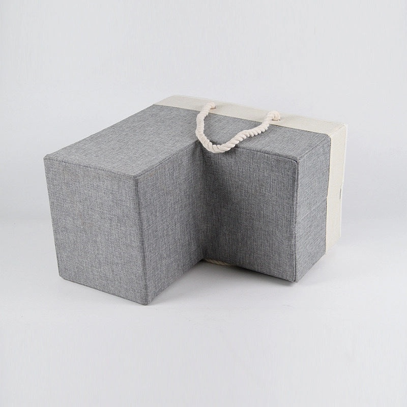 Creative Portable Stair Basket with Two-Tone Stitching Cotton Rope Handle | Home Storage & Organization