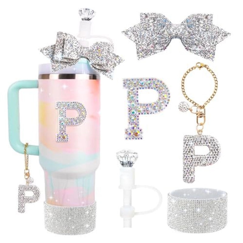 Glamorous Bow Letter Silicone Cup Sleeve Set | Drinkware Accessories