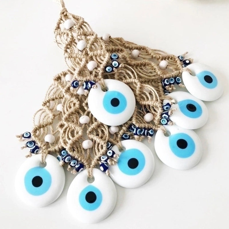 Devil's Eye Pendant with Glass and Linen Thread Ethnic Style|Ethnic Jewelry
