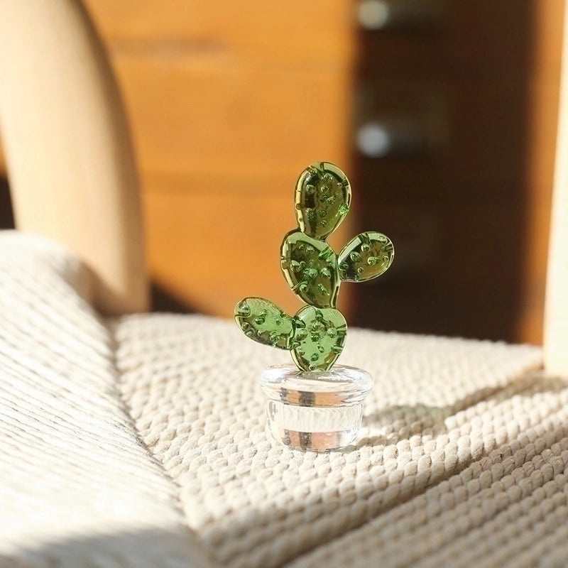 Creative Glass Cactus Plant Ornament for Desktop Home Decoration | Home Decor