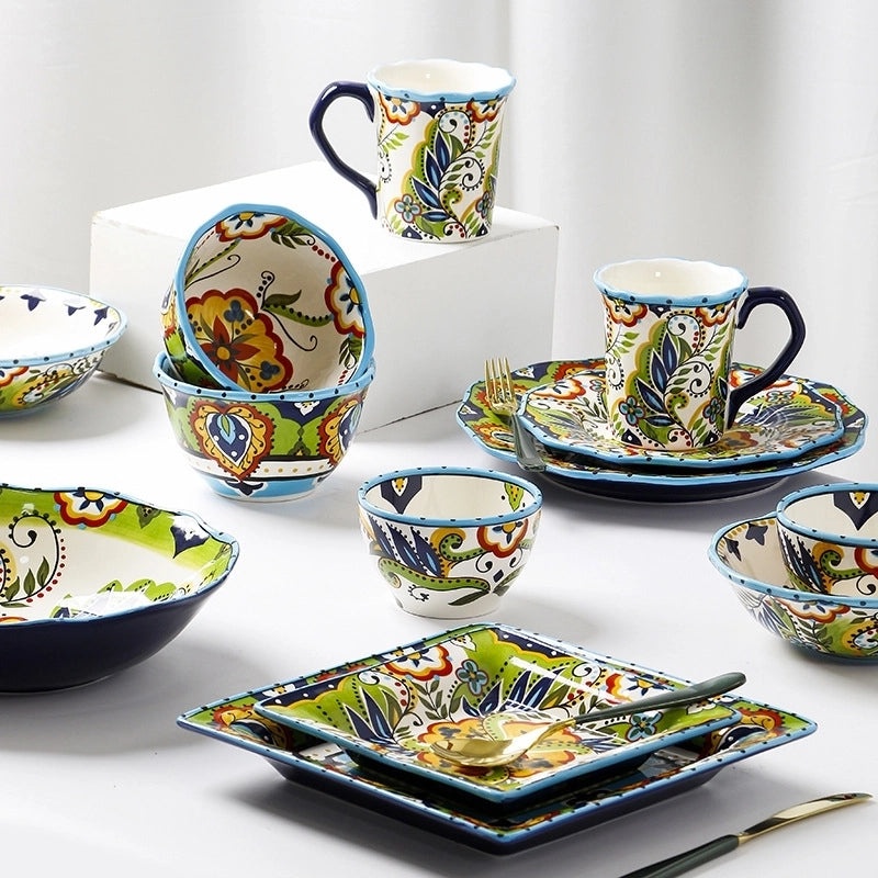Creative Hand-painted Irregular Ceramic Plate Set | Home & Kitchen Tableware