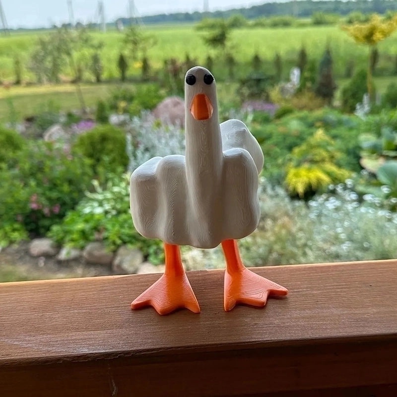 Playful Middle Finger Duck Resin Figurine | Home Decor Ornaments