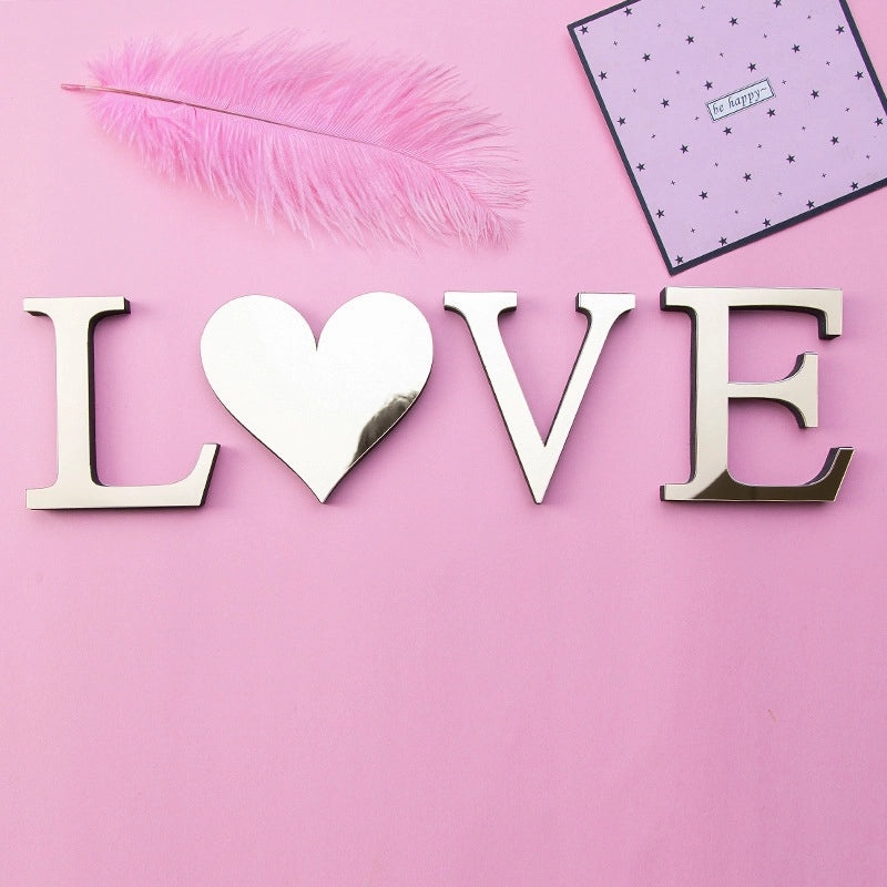 Golden Acrylic Mirror Letters Wall Decal EVA Foam Art Creative Home Decor | Home Decor & Wall Stickers