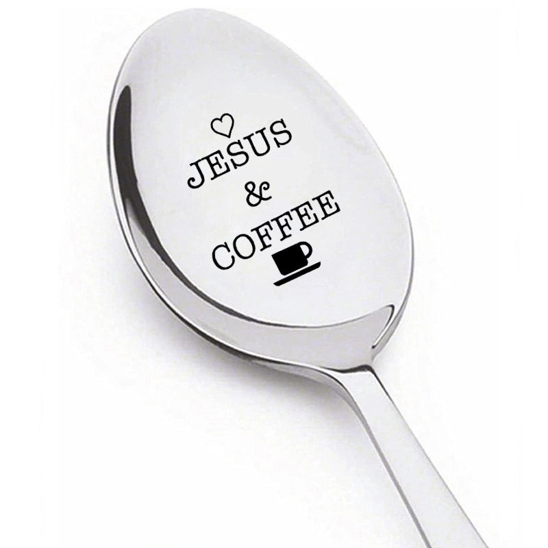 Trendy Engraved Stainless Steel Spoon|Kitchen Utensils & Dining Accessories