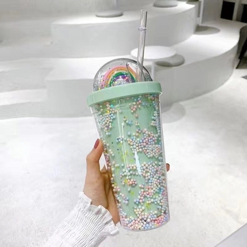 Pastoral Style Cute Letter Print Plastic Water Bottle 1 Pc|Home & Kitchen - Drinkware