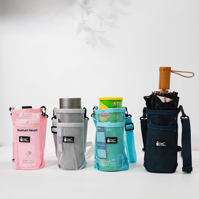 Outdoor Water Bottle Cover with Protective Mesh Strap, Hangable for Mineral Water, Tea, Milk, Thermos|Outdoor Drink Accessories