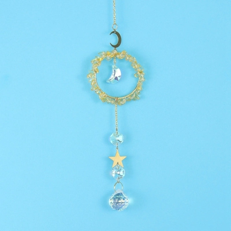 Star Moon Copper Pendant with Artificial Crystals | Jewelry & Accessories