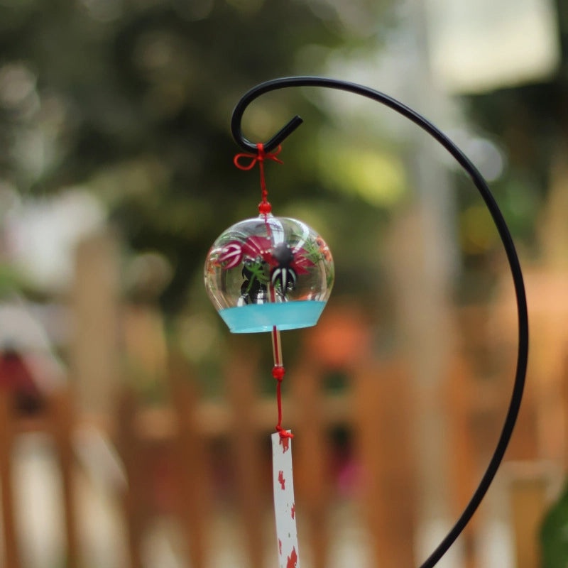 Handmade Painted Glass Pendant with Creative Pattern Wind Chimes Japanese Craft Style | Home Decor & Crafts
