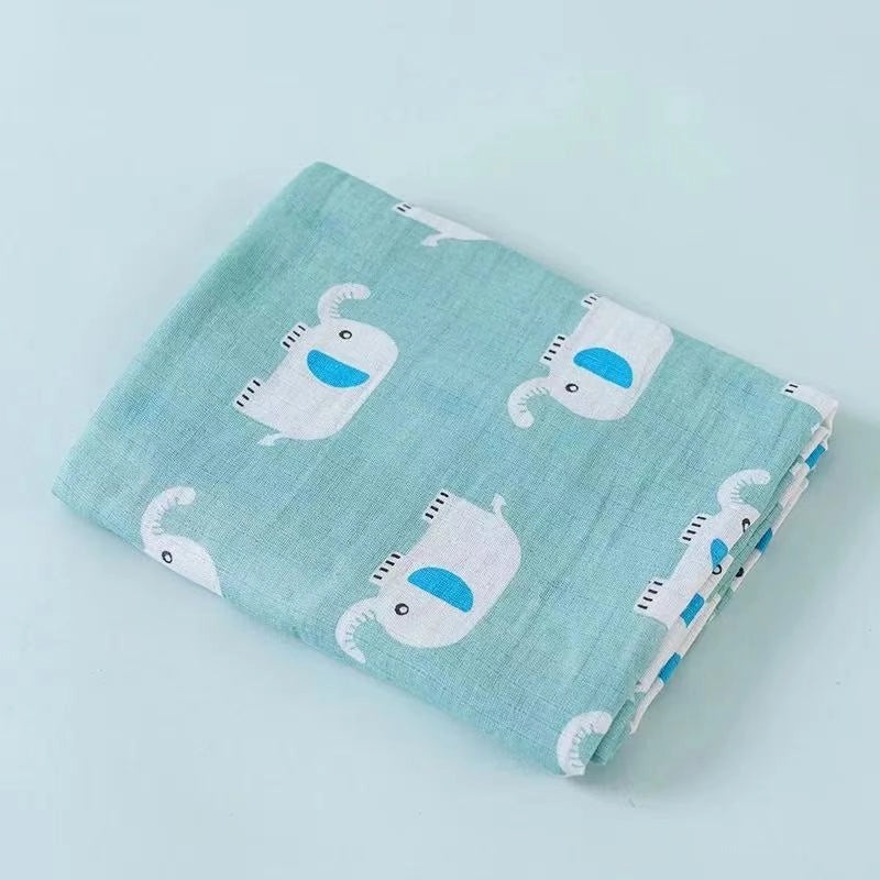 Double-layer Cotton Gauze Baby Swaddle Blanket Printed Bath Towel Sunshade Cart Cover|Baby Care Accessories