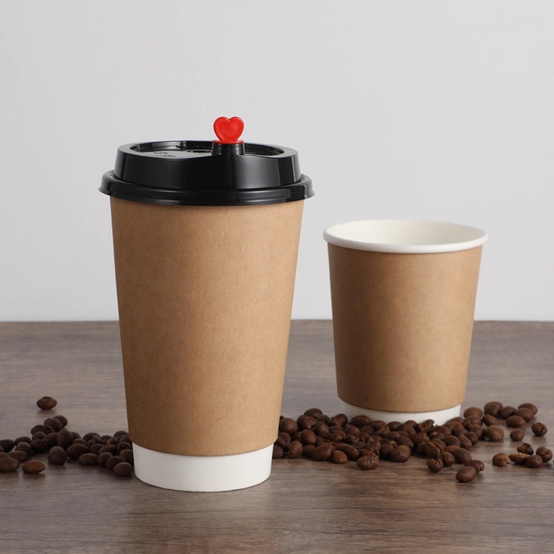 Disposable Double Thick Coffee Cup Customized Kraft Paper Hot Drink Soy Milk Hollow Cup | Coffee & Tea Cups