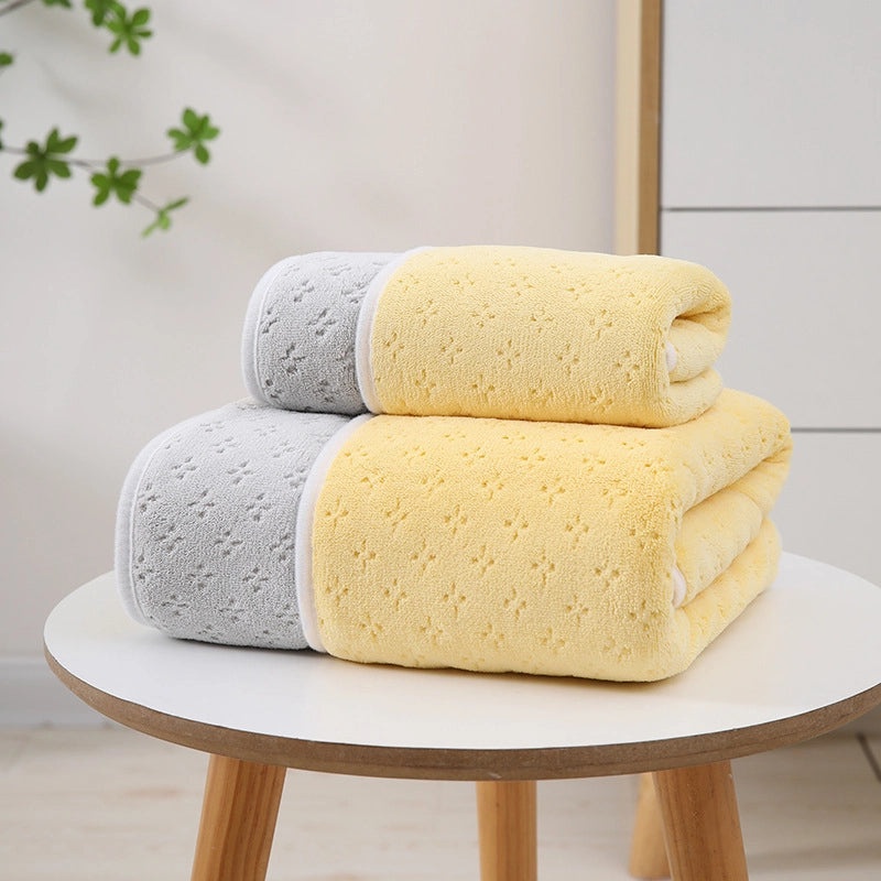Casual Color Block Daisy Coral Fleece Bath Towels Soft Absorbent Bathroom Towels|Home & Kitchen > Bath > Towels