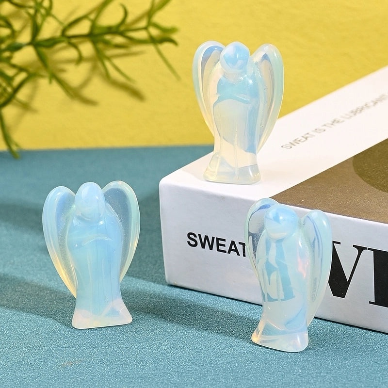 Handcrafted Natural Stone Angel Indoor Decor Minimalist Ornament Black Red White